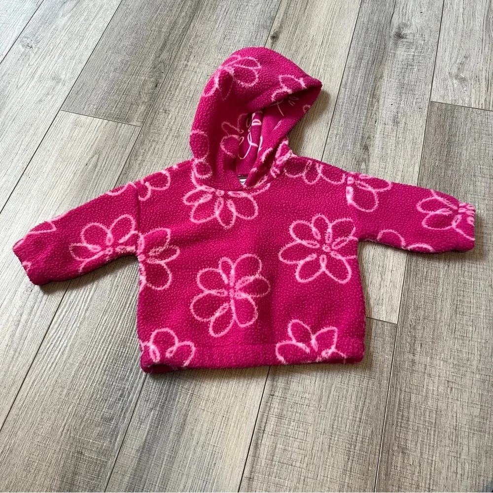 Carter’s Pink Floral Fleece Baby Hoodie - Size 9M - Cozy Floral Fall Winter Cute